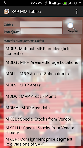 SAP MM Tables with Fields