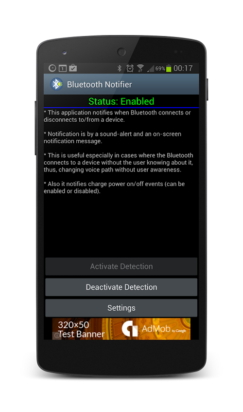 Android application Bluetooth Notifier screenshort