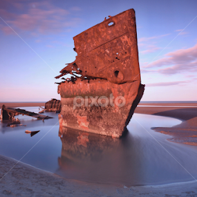 Wreckship reflection by Jozef Svintek - Landscapes Waterscapes