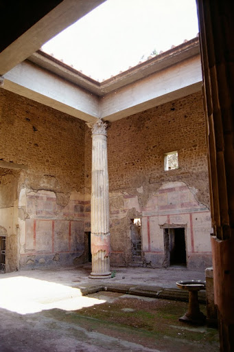 Pompeii Ancient City, Looking north across the entrance atrium of the House of the Silver Wedding Anniversary, 1998