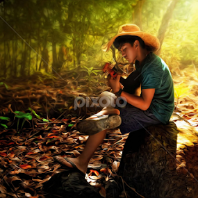 The Guitar Kid (revised) by Jhun Melchor - People Portraits of Men