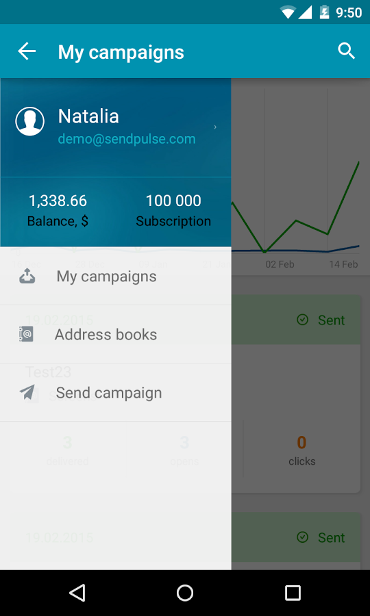   SendPulse – Capture d'écran 