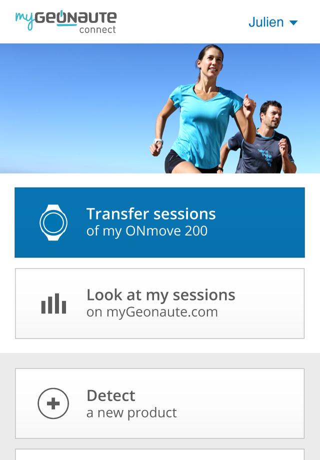 Android application myGeonaute connect screenshort