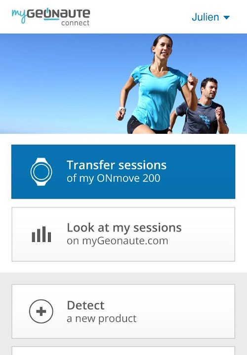 Android application myGeonaute connect screenshort