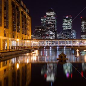 Canary Wharf at night by Augustin Galatanu - City,  Street & Park Night