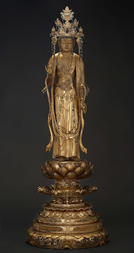 Shōkannon standing on a pedestal of lotus