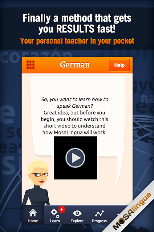 Android application Learn German with MosaLingua screenshort