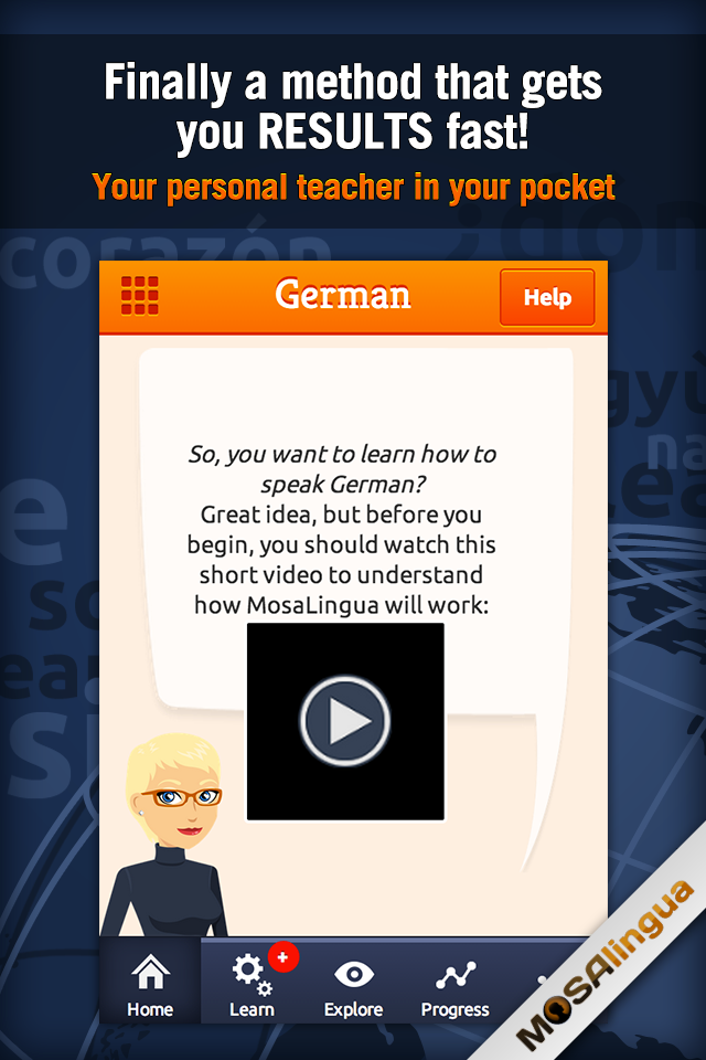 Learn German with MosaLingua Screen 1