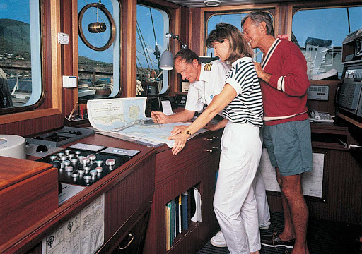 Star-Clippers-bridge - For a fun learning experience, head to your Star Clippers cruise ship's bridge and get the chance to chat with the captain and even steer the ship. 