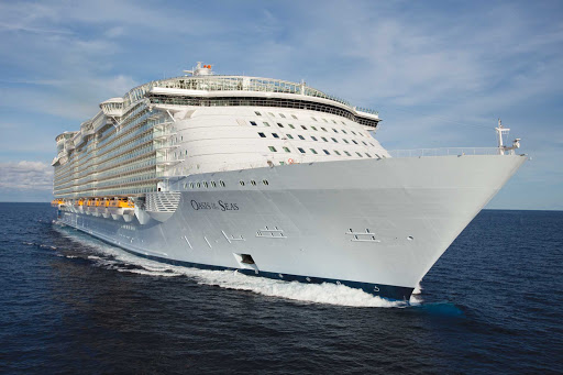 Oasis-of-the-Seas-Aerial-3 - Oasis of the Seas has several pool and whirlpool spots near the bow of the ship.