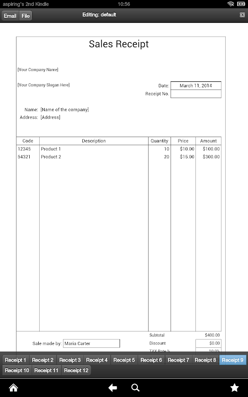 Android application Sales Receipt Pro screenshort
