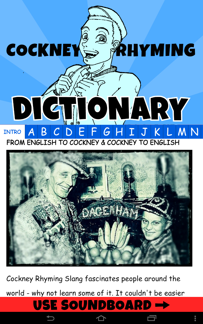 Cockney: Talking dictionary! Screen 2