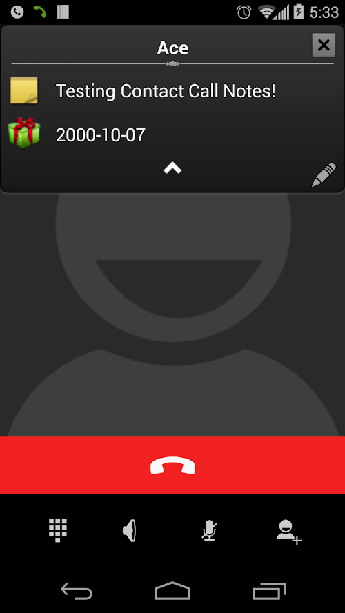 Android application Contact Call Notes screenshort
