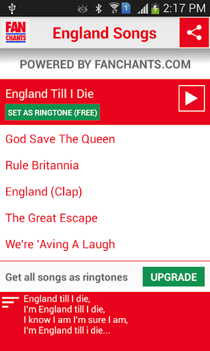England World Cup Ringtones