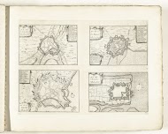 Plattegronden van Armentieres, La Bassée, Menin en IJzendijke, ca. 1702