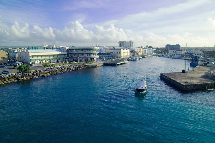 The harbor at Bridgetown, capital of Barbados.