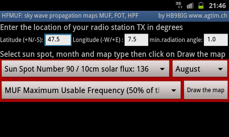 MyHF_Map HAM Radio  MUF maps Screen 1