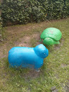 Pig and Tortoise Sculpture