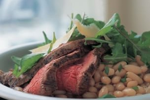 Grilled Flank Steak with White Beans