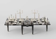 Olie- en azijnstel met vier flessen