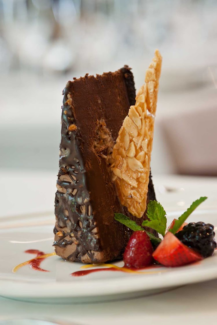 Top off your meal with a decadent chocolate dessert at Chops Grille on your Royal Caribbean cruise.