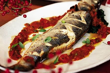 Braised sea bass with spinach