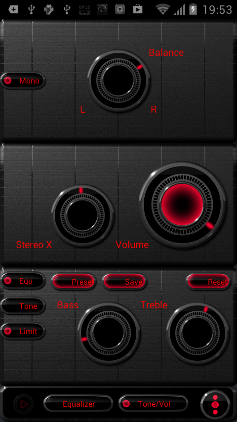 Poweramp skin Neon Red Screen 2