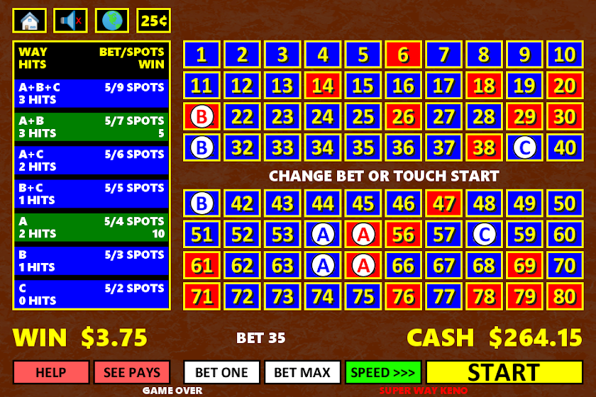 369 Super Way Keno Screen 3