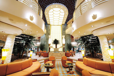 MSC Poesia's inspired Italian design includes  lofty spaces, palms and a palette that evokes the bright hues of the Mediterranean.