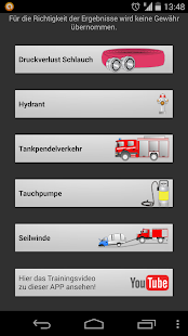 Android-Anwendung FireFighter CalcTool Screenshot