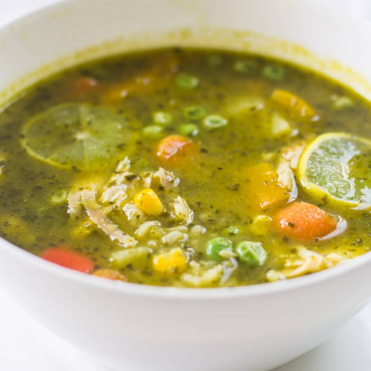 Peruvian Cilantro and Turkey Soup (Aguadito de Cava) #SundaySupper