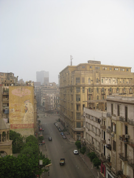 The view from the balcony of my hostel room in Cairo. The open area is Talaat Harb square.