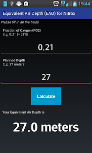 Scuba EAD Calculator - náhled