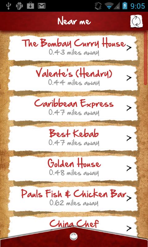 Android application Takeaway Finder screenshort