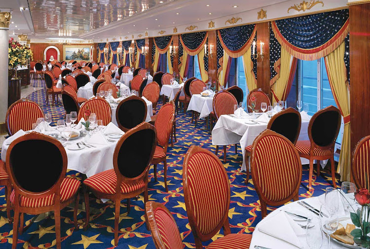 The Liberty Main Dining Room aboard Norwegian Cruise Line's  Pride of America features American Colonial-inspired furniture and accents.