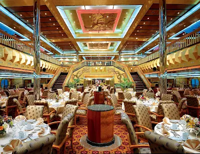 Golden restaurant, one of Carnival Glory's two main dining halls, offers a diverse international menu.