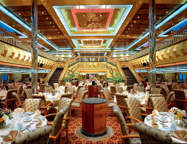 Golden restaurant, one of Carnival Glory's two main dining halls, offers a diverse international menu.