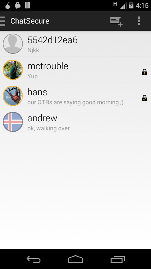 Android application ChatSecure screenshort