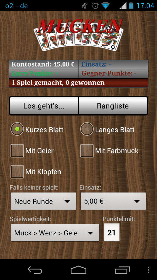 Android application MUCKEN - CARD GAME screenshort