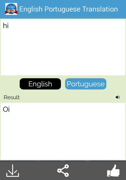 Android application Portuguese English Translator screenshort