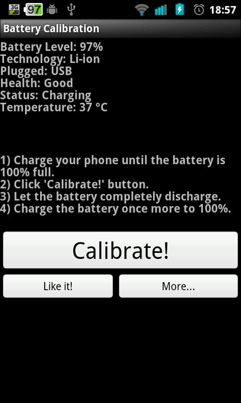 Battery Calibration No Ads Screen 1