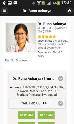 Dr Runa Acharya Appointments