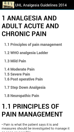 UHL Analgesia Guidelines 2014