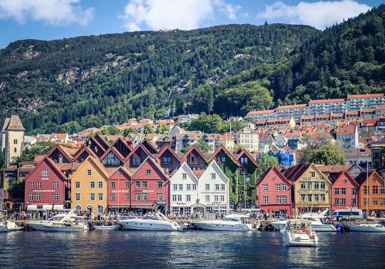 Bryggen, on the fjord leading to Bergen, Norway.