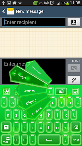 GO Keyboard Green Glass