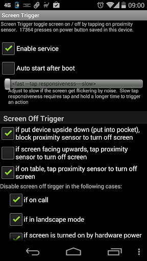 Screen Trigger toggle on off