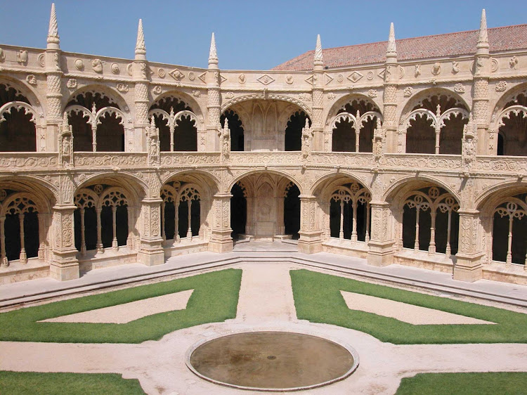 Cloister of the monastery dos Hieronymos in Lisbon, Portugal.