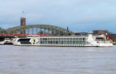Tauck's 98-passenger Treasures river cruise ship, in Cologne, Germany. The ship,  launched in 2011, sails Europe's inland waterways.