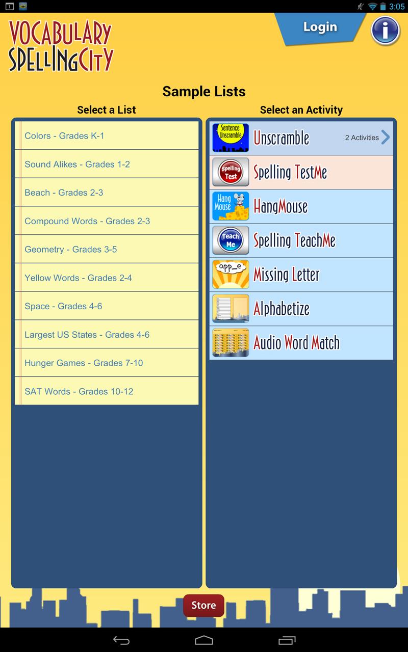 SpellingCity Screen 1