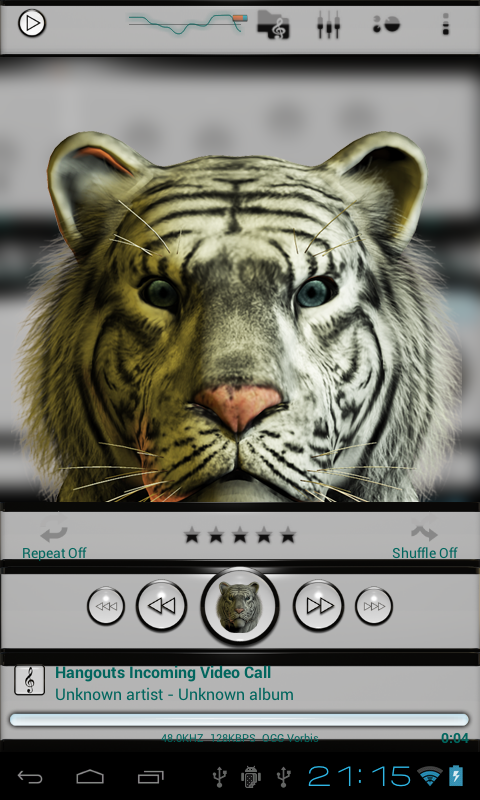 Poweramp skin white tiger Screen 2